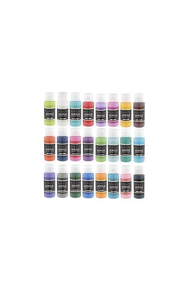 Nassau fine art Set Pictură – 24 Culori Acrilice (24 x 59 ml) + 12 Pensule – Ideal pentru Artiști Pasionați și Hobby