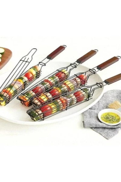 Perfect Home Grill mobile, wooden handle, for skewers, 49 x 4.5 cm, Perfect Home