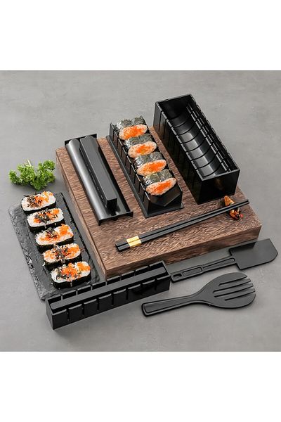 OEM Set ustensile pentru facut sushi, 10 piese, forma inima inclus, 3 forme clasice