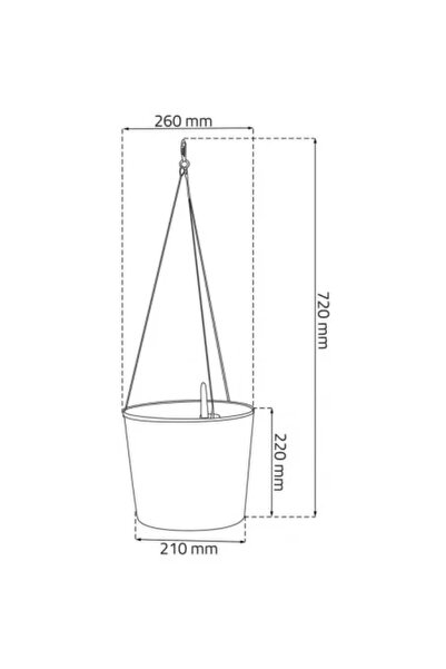 Prosperplast Dekorativní květináč s řetízkem, Prosperplast, Rato kulatý, hnědý, 25,6 x 21,9 cm