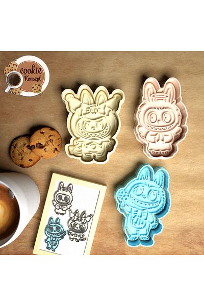 CookieKonsept مجموعة قوالب لابوبو مكونة من 3 قطع - متوافقة مع البسكويت والعجين والطين # 3