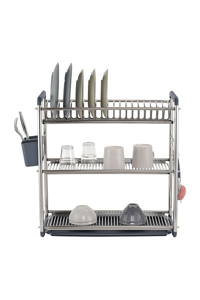 SAFA Multifunctional 3-Tier Stainless Steel Dish Drying Rack for Dishes, Tableware, and Kitchen Supplies