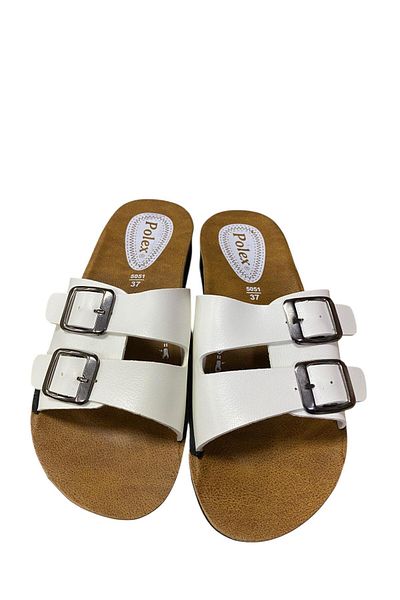 POLEX Women's Double Buckle Flat Sole Slippers