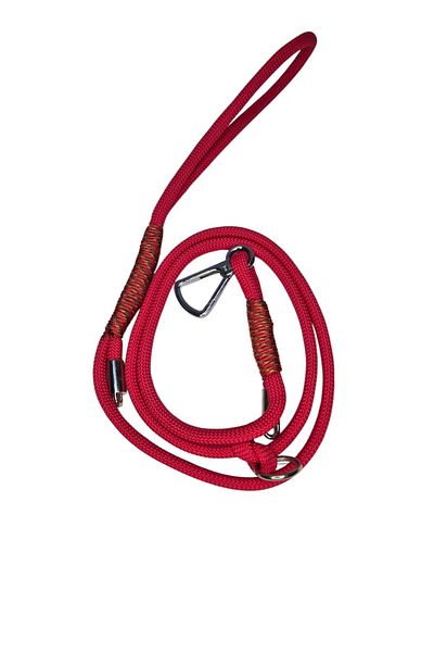 moonparacord Dog Walking Rope 8 mm Red Bermuda with Carabiner