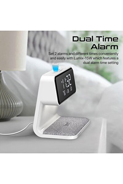Promate Wireless Charging Alarm Clock, Premium Digital Display Dual Alarm Clock with Snooze Function