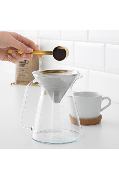 IKEA HÖGMODIG Drip Coffee Maker, Clear Glass/Stainless Steel, 0.6 L