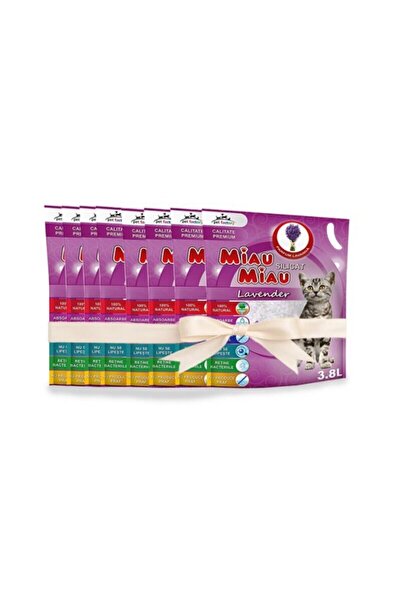 MIAU MIAU Set 8 Buc X Asternut Igienic Pentru Pisici Miau-Miau, Silicat Lavanda, 3.8L