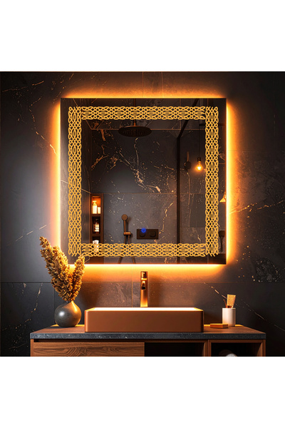 lumora mirror design Dorein Amber Led'li Lazer Kumlamalı Lavabo & Banyo Aynas...