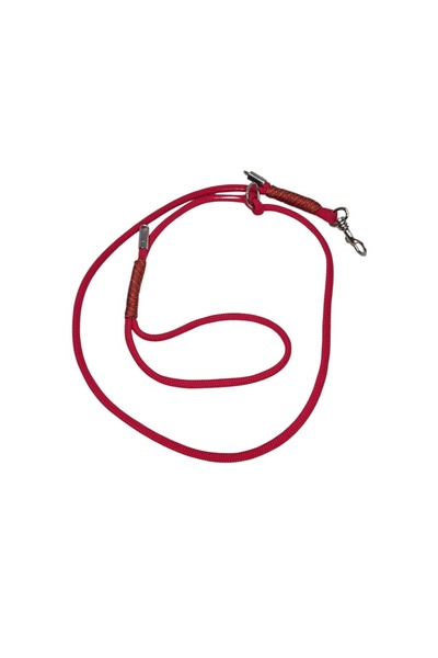 moonparacord Dog Walking Rope 8 mm Red Flat with Carabiner