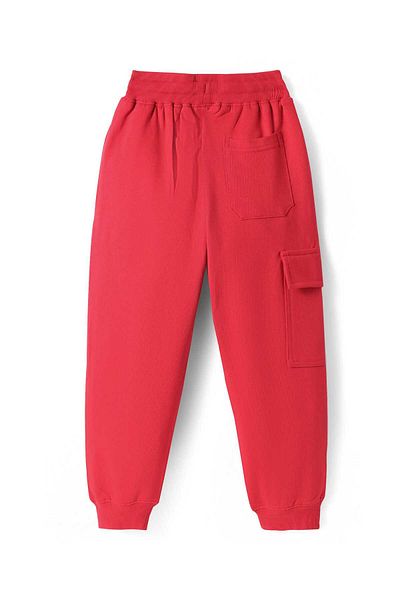 Pine kids بنطال رياضي بطبعة نصية - أحمر