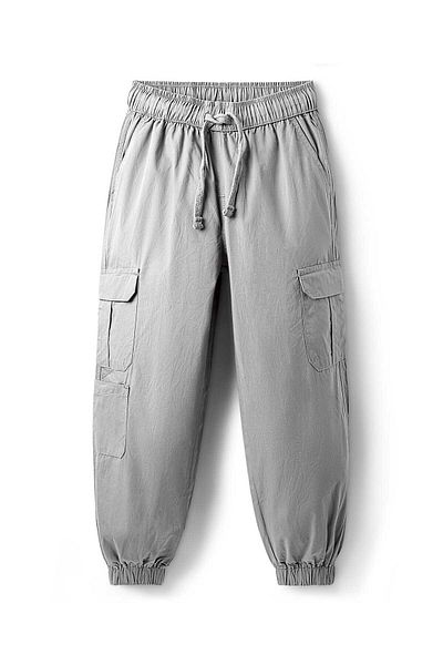Pine kids Pine Kids Cotton Elastane Woven Full Length Trouser With Cargo Pockets - Grey