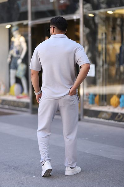Ramires Men's Polo Neck T-Shirt Comfortable Tooling Zipper Detailed Bottom Top Suit