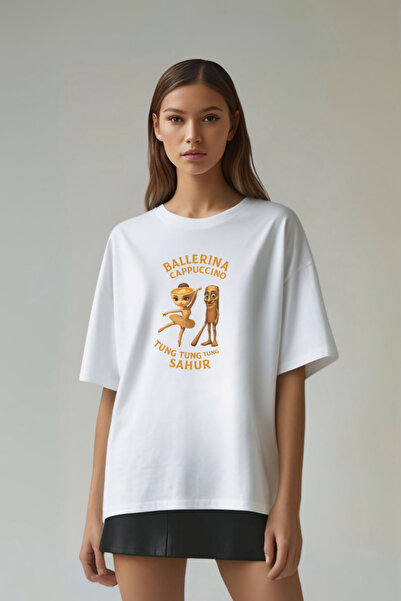 Butik Μπλουζάκι oversized με θέμα τη μπαλαρίνα καπουτσίνο και τον τούνγκ τούν...