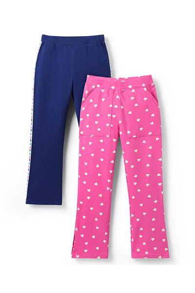 Honeyhap Premium Cotton Elastane Knit Full Length Heart Leggings Pack Of 2- Carmine Rose/ Limoges