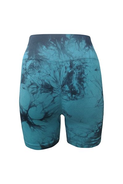 baim x Scrunch, fără sudură, cu talie înaltă, model Tie-Dye, cu șnur, colanți scurti de fitness