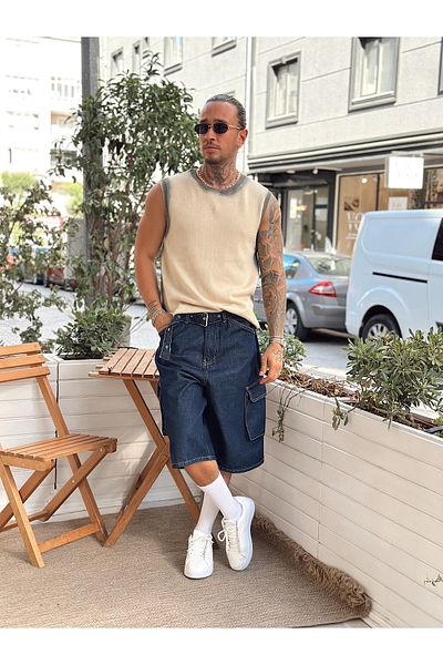 manch collection Sleeveless Knitwear T-Shirt Mustard