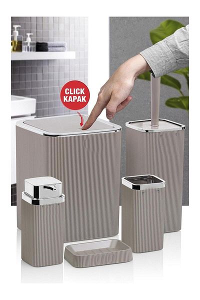 Altabi Set de baie Plastic Mink Color 5 Bucati