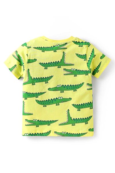 Babyhug Cotton Half Sleeves Night Suit with All Over Crocodile Print - Limegreen
