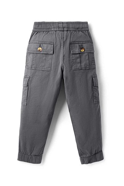 Pine kids Woven Full Length Solid Trouser With Cargo Pockets - Grey