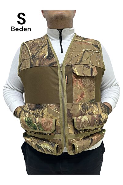 UYĞURCA S Beden Meşe Desen Avcı Yeleği - 30 Fişek Kapasiteli - 12 Kalibre