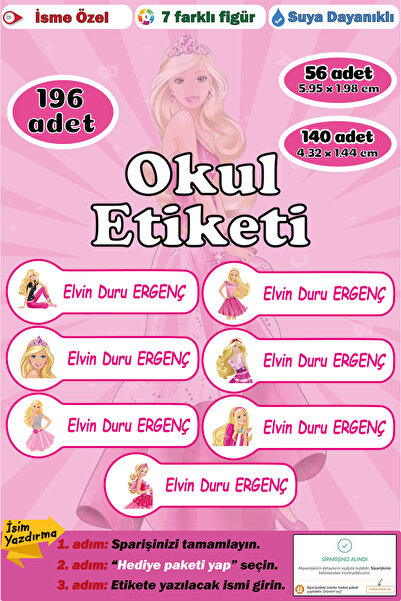 GSticker İsme Özel Okul Etiketi Kalem Defter Etiketi Erkek Çocuk Siyah Maske ...