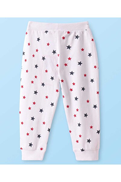 Babyhug Single Jersey Knit Full Length Stars & Text Lounge Pants Pack of 3-White Navy Blue & Pink