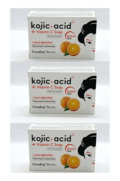 KOJIC ACID ثلاث قطع من صابون كوجيك فيتامين سي للوجه والجسم 120 × 3 جم