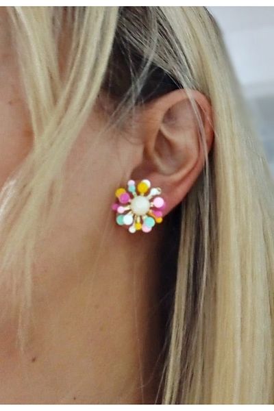 mos&more Multicolored Flower Small Women's Earrings