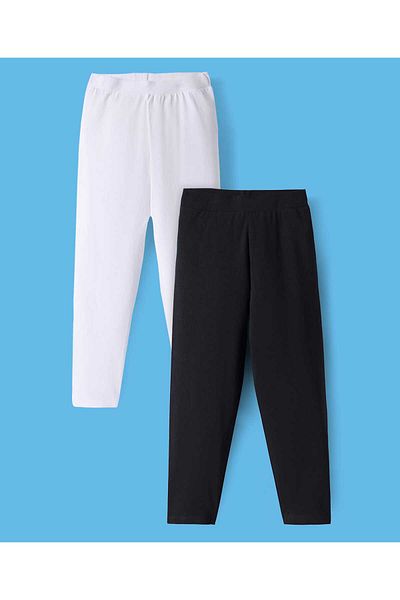 Pine kids Pine Kids Solid Leggings (Pack of 2) - Black & White