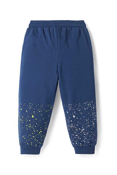 Honeyhap Premium 100% Cotton Full Length Pants with Splash Print & Bio Finish - Navy Blue