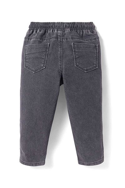 Babyhug Full Length Denim Jeans With Text Print - Charcoal Grey