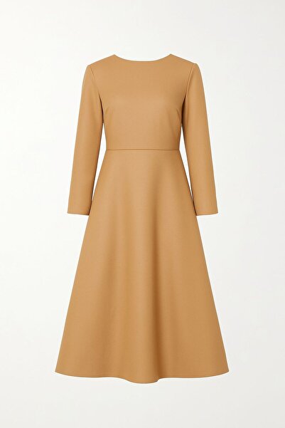 MERT ERKAN فستان ميدي أنيق منسوج بشكل مسطح من الجمل