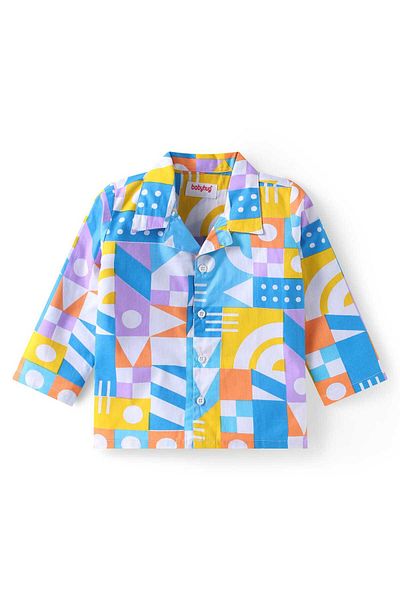 Babyhug Cotton Pajama Set with Geometric Shapes Prints - Multicolor