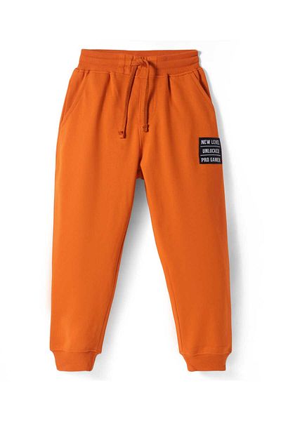 Pine kids Lounge Pants With Text Patch - Dark Orange