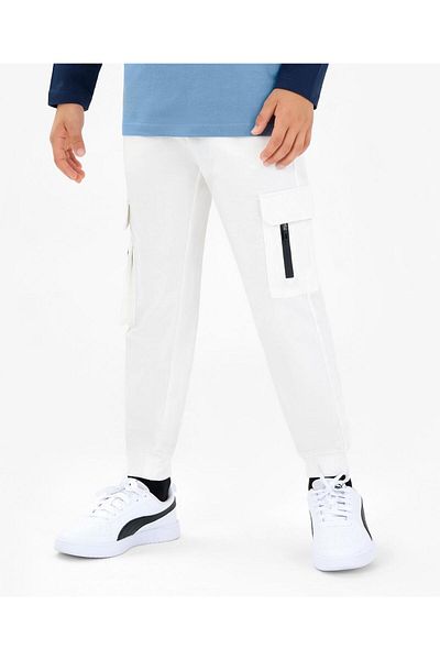 Primo Gino 100% Cotton Knit Full Length Track Pant Solid Colour - White