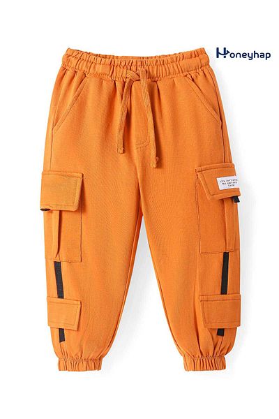 Honeyhap Premium 100% Cotton Full Length Solid Lounge Pants - Orange