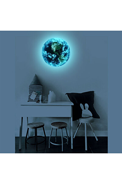 mertyavm Fosforlu Yıldız Seti Dünya ve 200 Ad. Karanlıkta Parlayan Yıldız Büyük Figürler Çocuk Odası Süsü