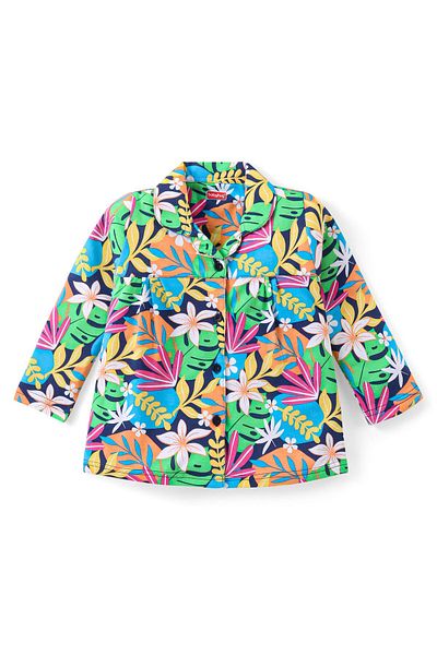 Babyhug Cotton Floral Printed Pajama Set - Multicolor