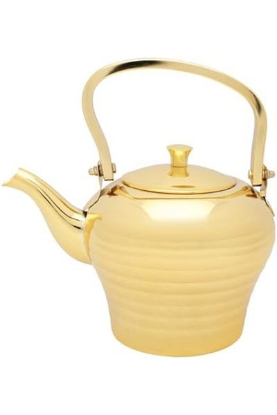 cc bin shihon Premium Stainless Steel Teapot 2.0L Gold Color with Rings Pattern Heat Insulated Hospitality Use