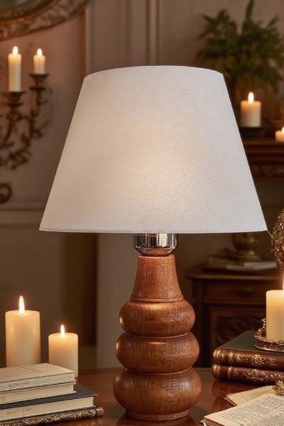 571 Store Sina Table Lampshade Wooden Body Fabric Headboard Decorative Table Lamp Night Light