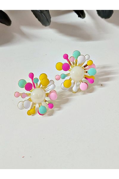 mos&more Multicolored Flower Small Women's Earrings
