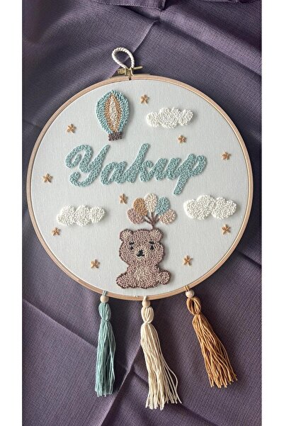 punch passion Bebek kapı süsü, hastane kapı süsü, 30 cm, punch nakışlı, isiml...