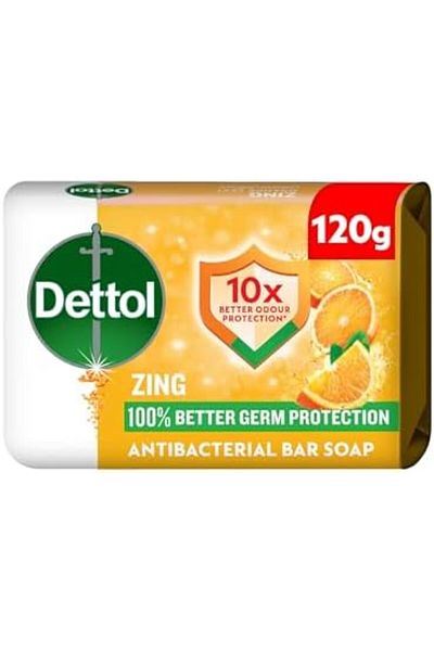 Dettol Zing Antibacterial Soap Bar, 120g