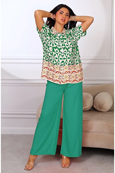 Clyfora Geometric Floral Patterned Shirt Set