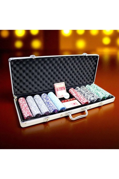 Kuzey Tacı لعبة البوكر مع حقيبة معدنية تحتوي على 500 شريحة وقطعتين من ورق الل...