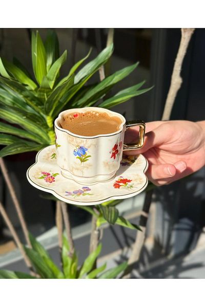 Onedekor Set of 6 Lissome Flower Coffee Cups 90Cc