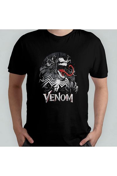 Pixxa Venom Spider-Man Unisex 100% Cotton Crew Neck T-Shirt Model 1