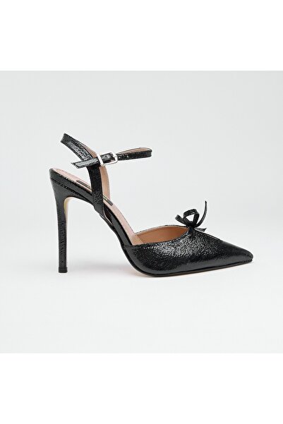 derinet Topuklu Fiyonk Aksesuarlı Kadın Abiye Ayakkabı