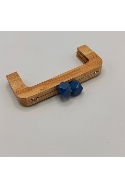 Aynalı Ahşap Burs Kot Mavi