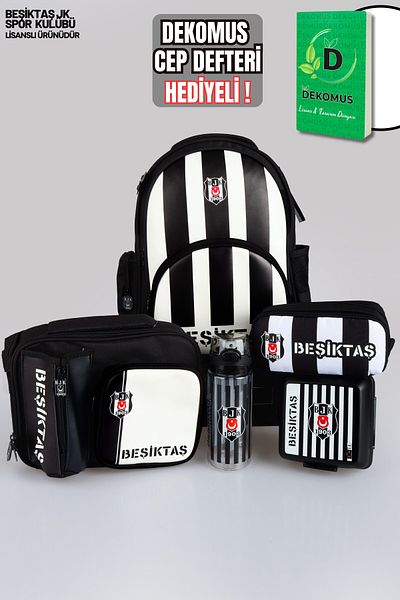 Beşiktaş "دفتر جيب DEKOMUS مع هدية" مجموعة كاملة مرخصة للمدرسة والغداء والقلم للموسم الجديد